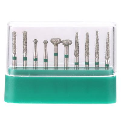 10pcs Dentistry Stainless Steel 1.6mm Round Handle Dental Diamond Burs Drills Kit