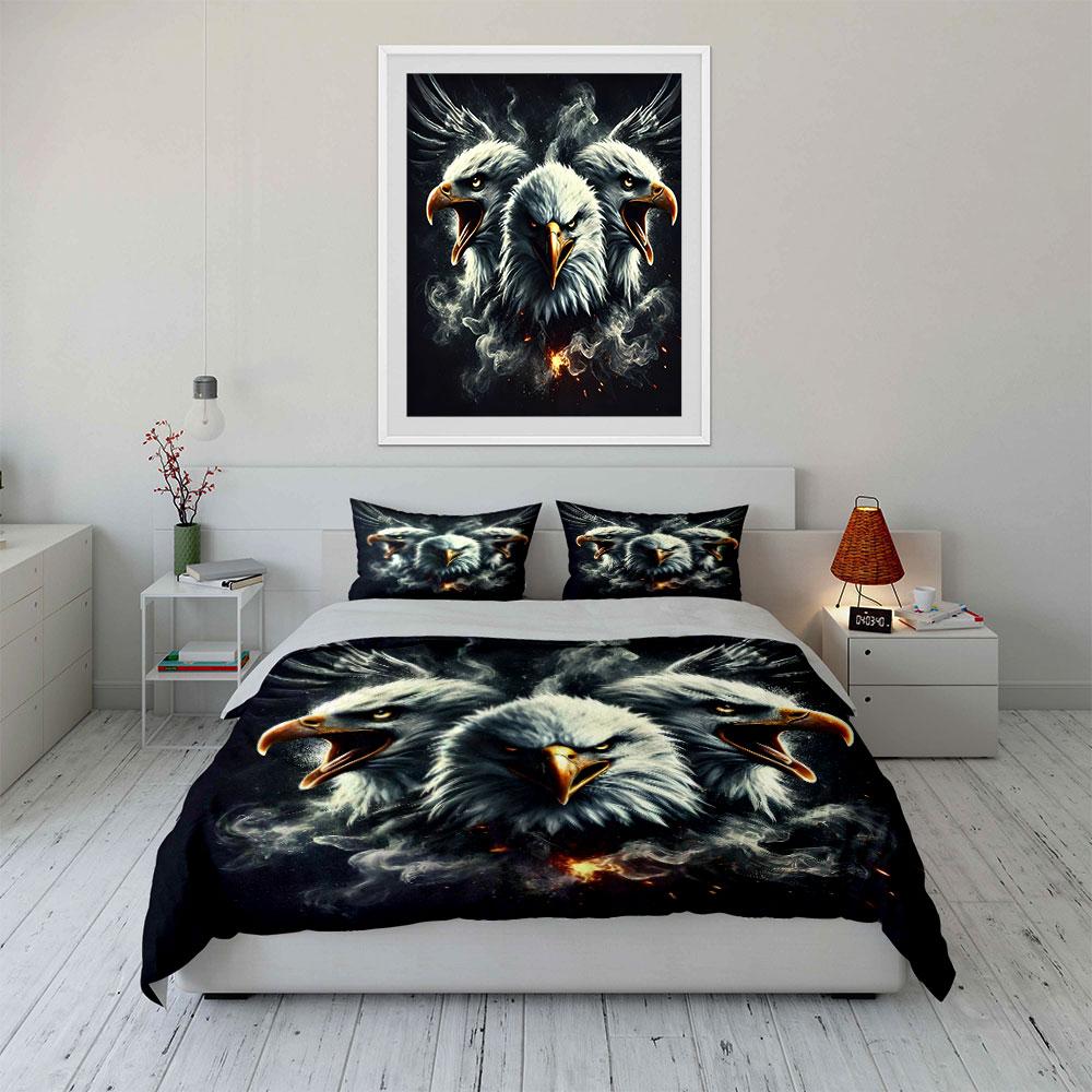 Fierce Eagle Trio For Power Exquisite Three-Piece Bedding Set Gift For Kids And Adults
