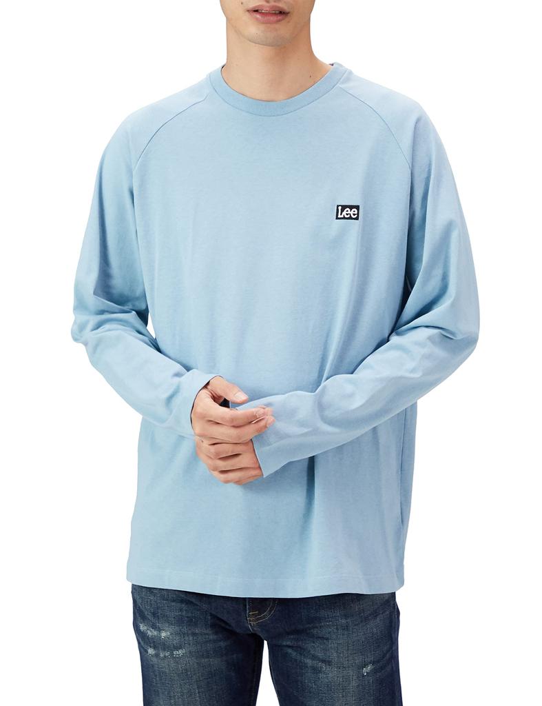 Lee Offizielles Box-Logo Rückenaufdruck Langarm Blau Klein T-Shirt, Herren, LT3027-147, Grau,