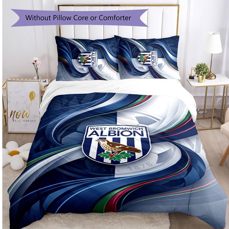 Set Biancheria da Letto Stampato West Bromwich Albion Football 3 Pezzi, Set Copripiumino Confortevole e Delicato sulla Pelle per Camera da Letto