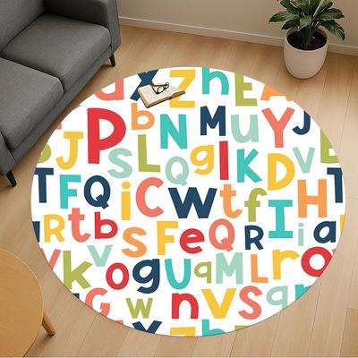 1pc Alphabet Colorful Round Chair Mat Area Rug - Non-Slip, Floor Mat for Office, Bedroom, and Indoor Decor -1002136