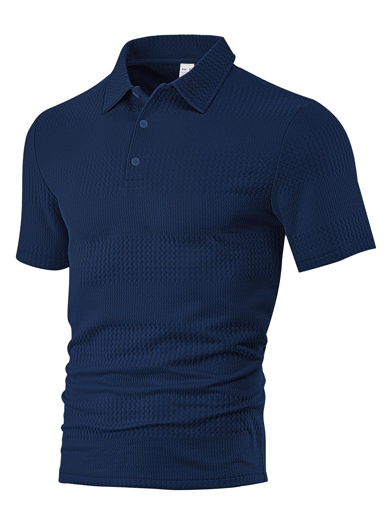 

Fashion year European and American men s clothing new spot summer loose casual lapel jacquard short-sleeved polo shirt S тёмно-синий