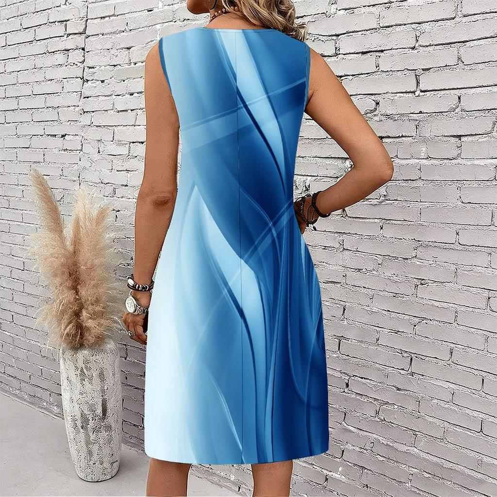 Plus Size V Neck Sleeveless Secluded Bamboo Woodland Stream Print For Casual Summer Vacation