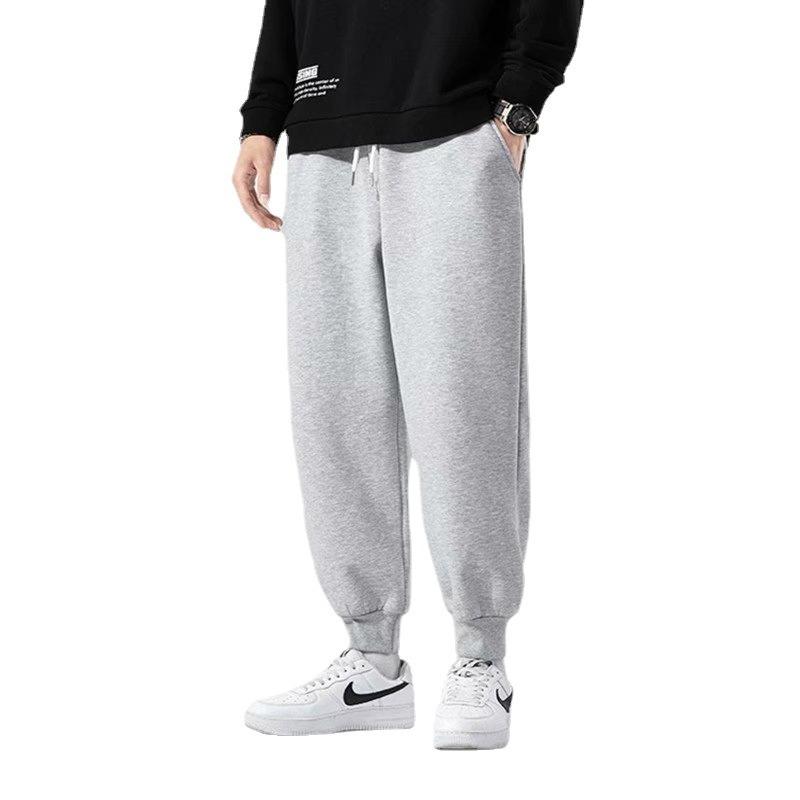 Men's velvet pants autumn and winter new large size trendy gray leggings casual sweatpants