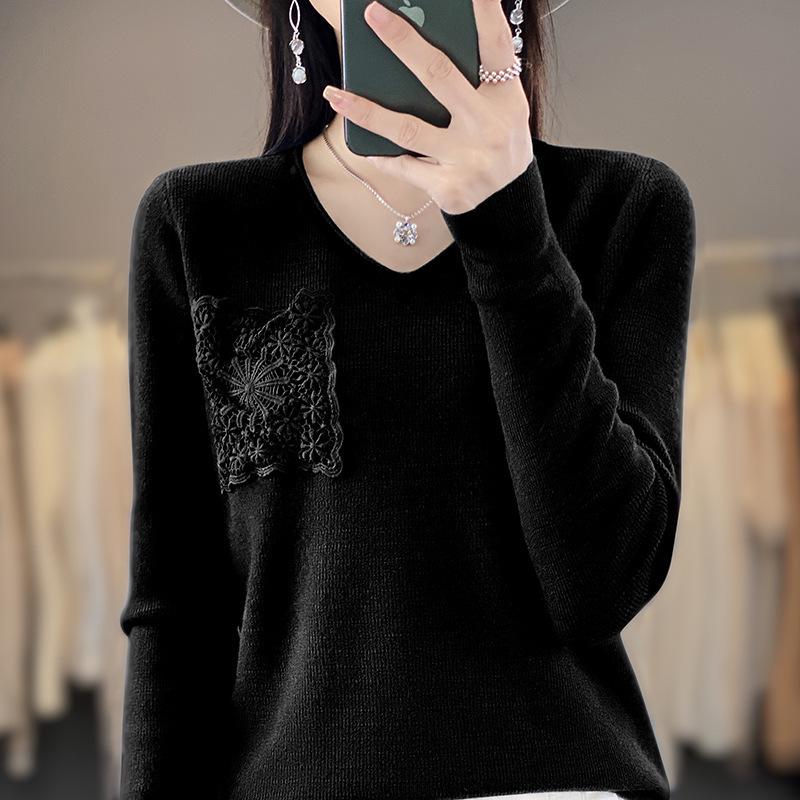 Damen V-Ausschnitt Strickpullover: Stilvolles, vielseitiges, figurschmeichelndes Langarmshirt für Herbst/Winter