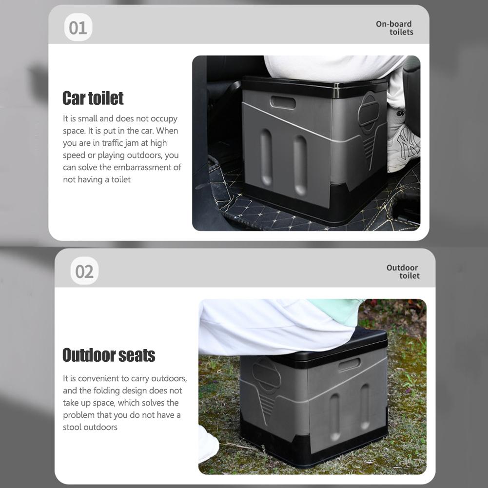 70L Foldable Toilet for Outdoor Camping Trash Can Storage Box Potty for Adults Kids Cover Design Seat Toilet for Picnic Travel
