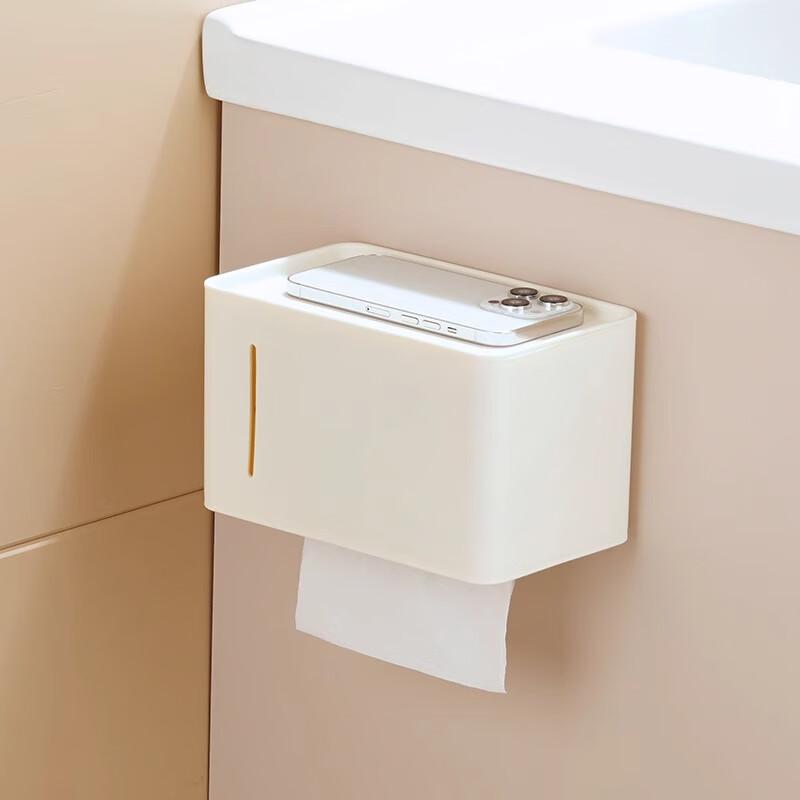 Baihan Bathroom Tissue Box, Toilet Paper Holder, Toilet Paper Dispenser, Roll Paper Holder, Tissue Rack, No Drilling Required, Bathroom Accessory