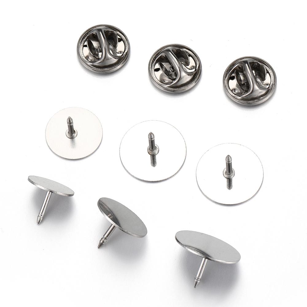 10pcs Stainless Steel Brooch Pin Base 10-14mm Cabochon Base Cufflink Settings Butterfly Tie Tack Pins Backs Jewelry Making DIY