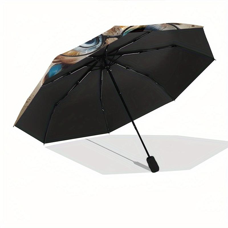 Owl, Books Automatic Opening and Closing Umbrella, Compact Travel Umbrella, Lightweight and Portable, Suitable for Beach Commuting Business