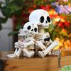 Fishing Skull Statues Halloween Decors Collectible Figurines Realistic Skull Sculpture for Outdoor Garden Pond Fountain