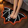 Cashmere-Like Area Rug Halloween Bathroom Rug, Absorbent Non-Slip Spider Web Bath Washable Mat Gothic Bat Pumpkin for Entrance Bedroom Non-Shedding
