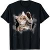Figuratives Lustiges Niedliches Katze Zerissenes Tuch T-Shirt Nackt 3D-Effekt Grafikdruck T-Shirt für Katzenliebhaber, Katzenmama, Katzenpapa T-Shirt