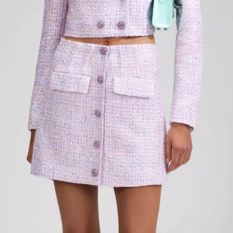 Self-portrait Solid Color High Waist Short Button Down Casual Skirt Women Skirts SWF342Q01400
