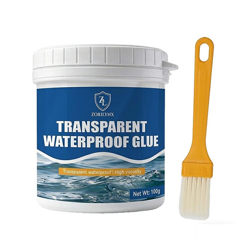 

Transparent Waterproof Glue 500g Invisible Anti-Leakage Sealant with Brush for Roof Bathroom Wall Repair Leak Trapping Coating