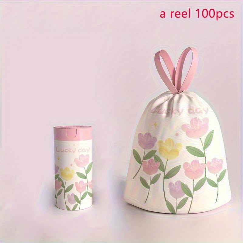 100pcs Thickened Drawstring Trash Bags | High-Density Polyethylene, Multipurpose Disposable Bags for Kitchen, Bathroom, Bedroom, Living Room, Toilet