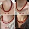 Handmade Red Agate Beaded Necklace: Women's High-End Chinese Style Clavicle Choker