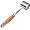 Dual Sided Meat Tenderizer Tool, 304 Stainless Steel Meat Mallet Hammer, Meat Pounder with Wood Handle for Beef, Chicken, Pork