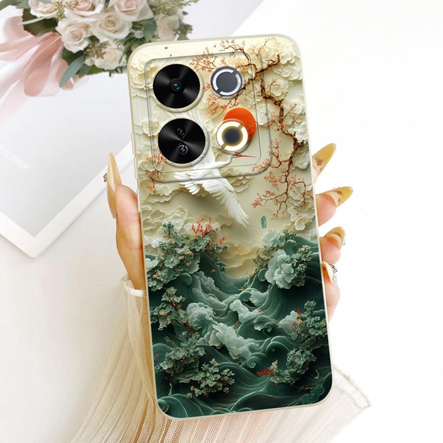 For Itel P65 4G Phone Case Cute Rabbit Painted Liquid Soft Silicone Bumber Shell For Itel P 65 4G Capa P671L Back Cover