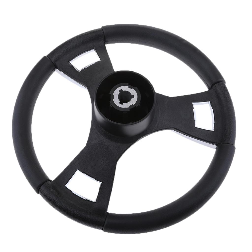 Boat Steering Wheel with Polished Chromed ABS Spoke & Center Inserts Keyed Hub