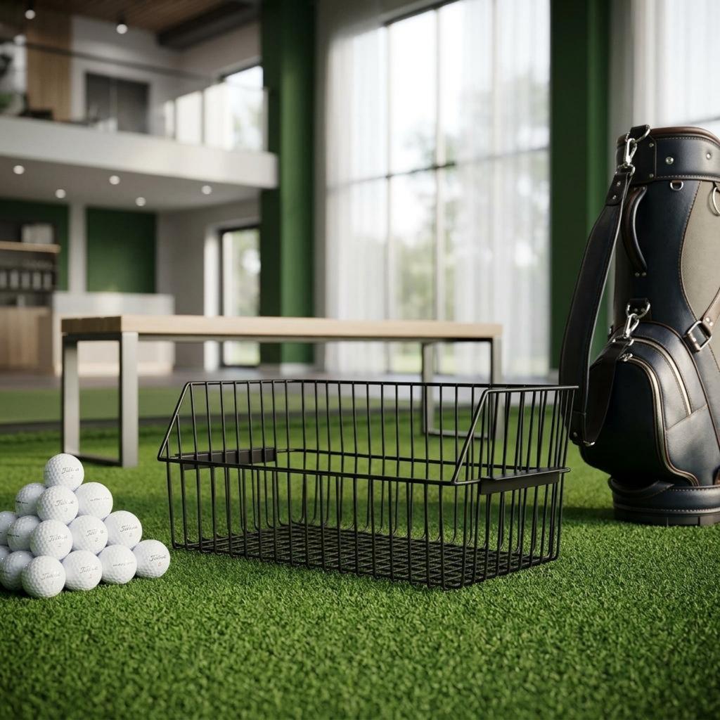 Metal Golf Ball Basket Black Wire Golf Ball Basket Sports Gear Large Capacity Sturdy