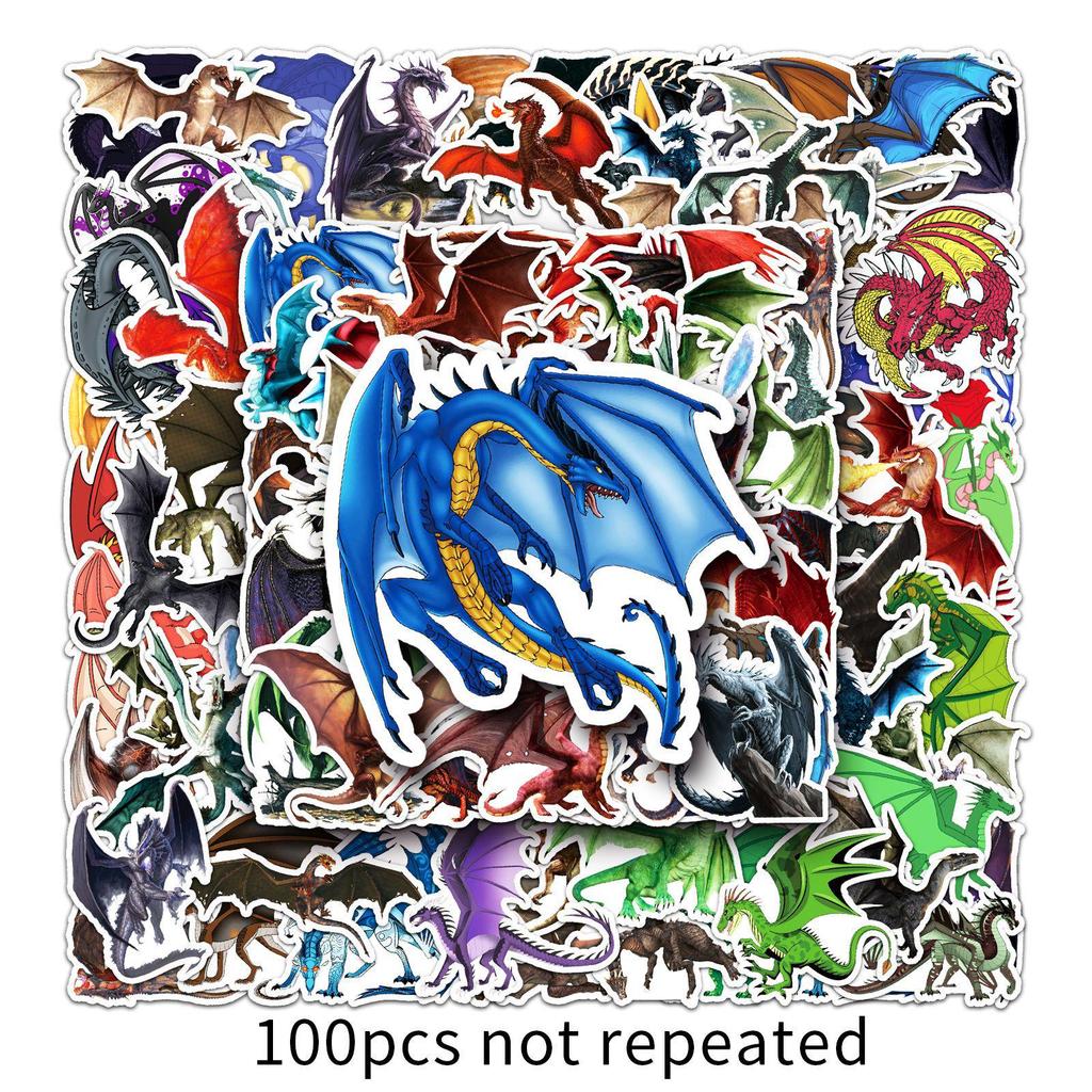 100 Waterproof Dragon Graffiti Cartoon Stickers: Creative DIY for Skateboards, Water Bottles, and Suitcases