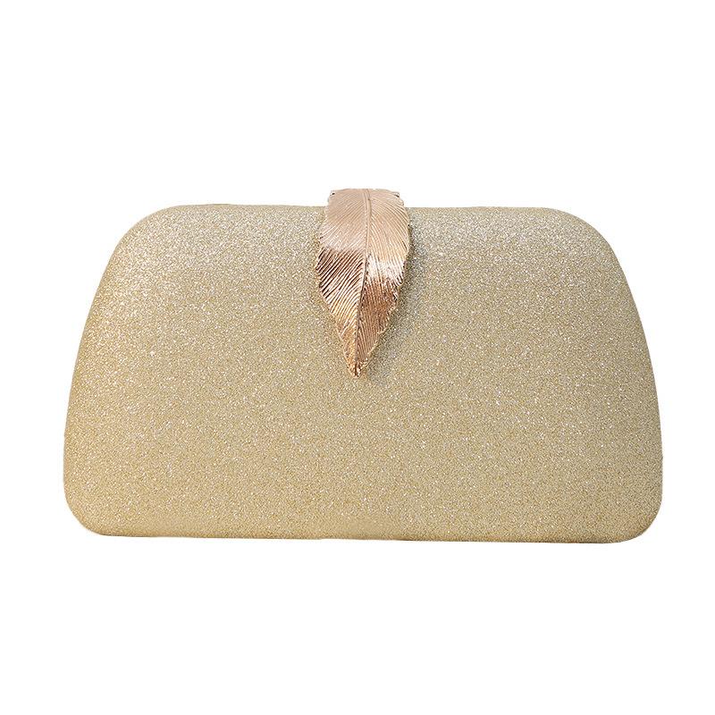 New Dinner Bag Metal Leaf Box Bag Small Square Bag Banquet Dress Clutch Bag Small Handbag Women