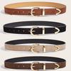 Color Solid Retro Simple Designer Pu Leather Belt Alloy Buckle Commuter Style