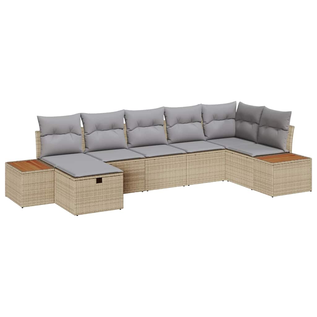 Garden Sofa Set with Cushions 8 Pcs Beige Poly Rattan