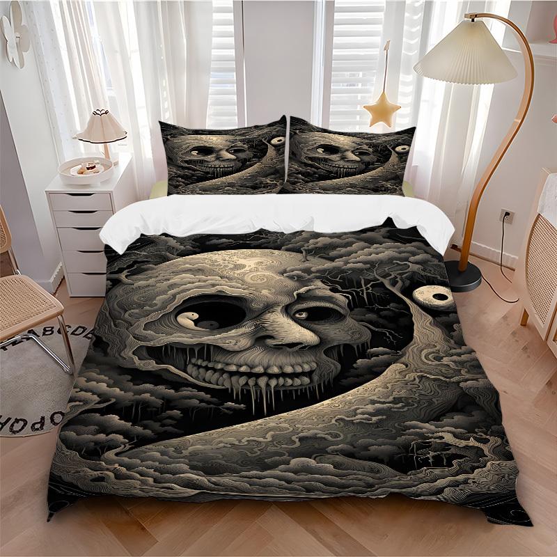 

3pcs bedding set Skull Forest Includes 1 Comforter + 2 Pillowcases, Without Pillow Inserts, Soft Comfortable, Lightweight Breathable124 135x200cm