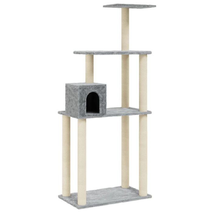 VidaXL Arbre à chat avec griffoirs en sisal Gris clair 147 cm