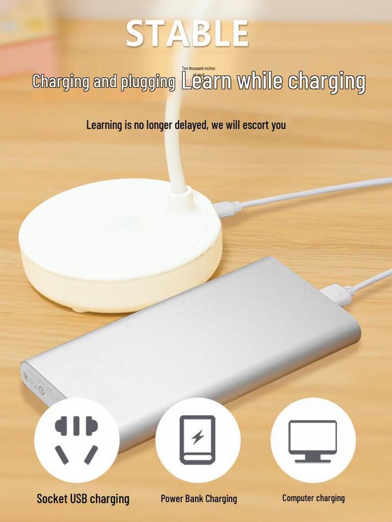 Rechargeable LED Table Lamp for Dorms & Kids - Eye Protection Bedside Lamp