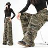 Classic Camouflage Casual Pants for Women In Spring and Autumn New High-waist Relaxed Fit Draping Floor Wide-leg Straight Pants
