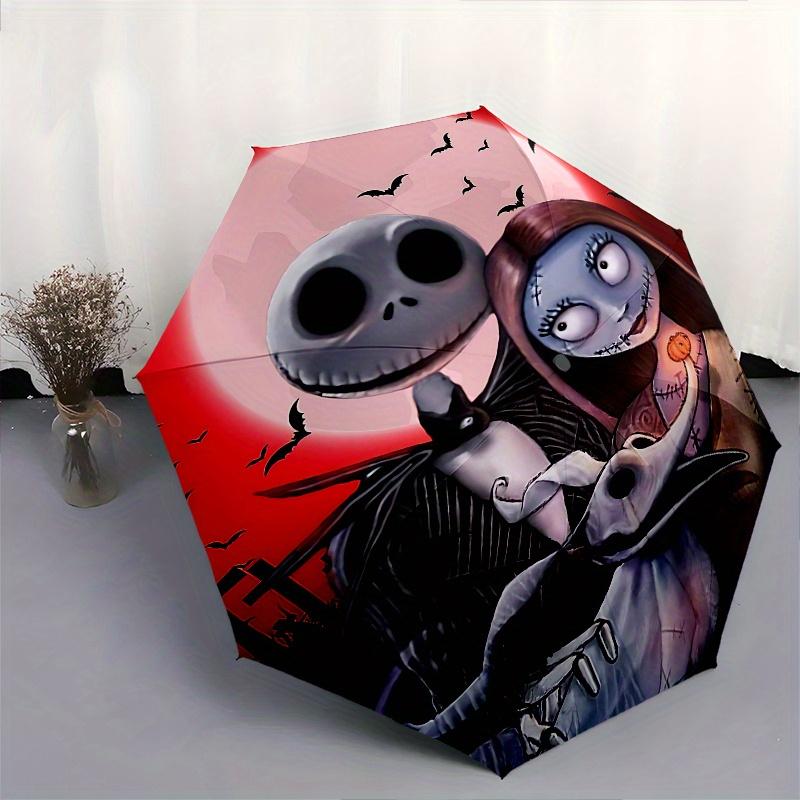 1 Auto Open Jack SkellingtonSally Themed Colorful 8 rib Portable Umbrella for Men and Women, A Compact Commuting Companion Suitable for Dail