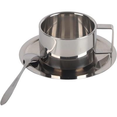 3 szt./zestaw 304 stal nierdzewna kubek do kawy z podwójną ścianką kubek do kawy, łyżka spodek zestaw przybory kuchenne do kawy, latte, herbaty, mleka