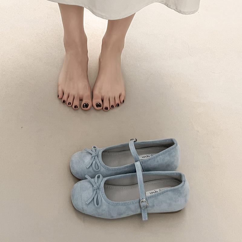 

Flat Bottomed Shallow Mouth Single Shoe Women s Spring And Summer Gentle Style Ballet Shoes 35 синий
