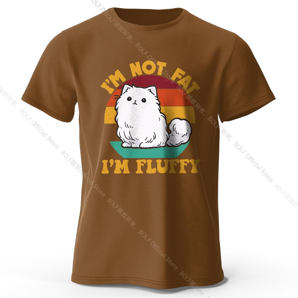 Men's I Am Not Fat I Am Fluffy Printed T-Shirt 100% Cotton Oversized Humor Graphic Tees for Women Summer Tops Kawaii Streetwear
