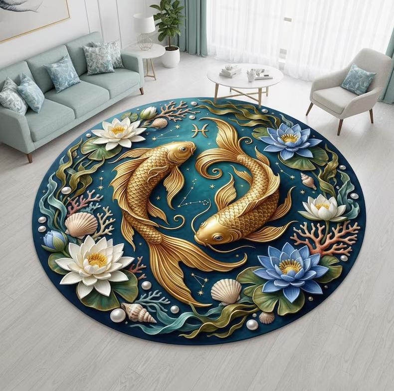 2D Optical Illusion Rug Black White Geometric Area Rug Trippy Modern Round Carpet for Living Room Home Decor Gift for Friends R1
