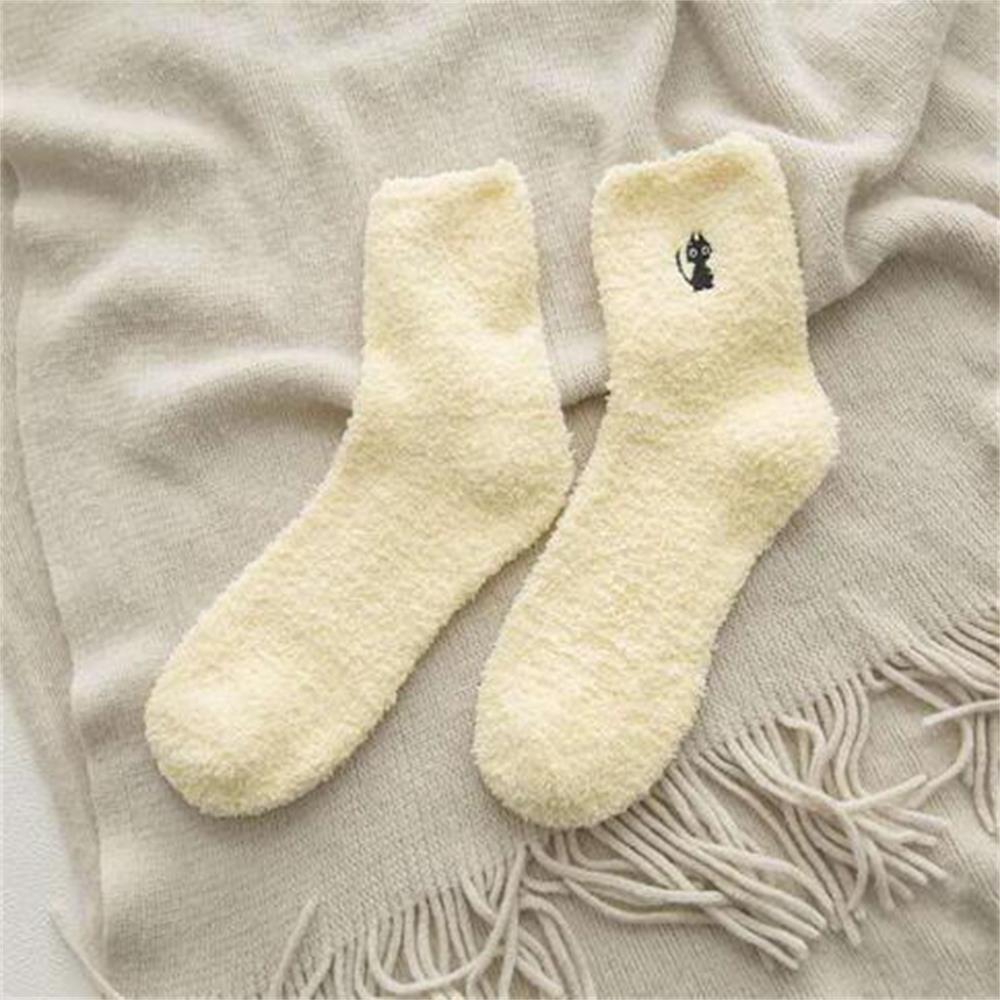 

Polyester Fuzzy Socks Fluffy Black Cat Sock New Cozy Fluffy Slipper Socks Home светло-желтого