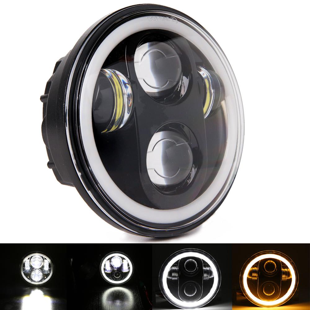 

Фара Sportster 5.75 дюймов, черная светодиодная лампа Angel Eyes для Harley Sportster 883 1200 Street 500 750 Softail Dyna 5.75 чёрный