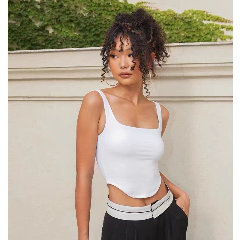 

Export with Chest Pad Yoga Vest Asymmetrical Chest-Wrapped Fitness Training Sling Tops Running Shockproof Sports Spring and Summer White L