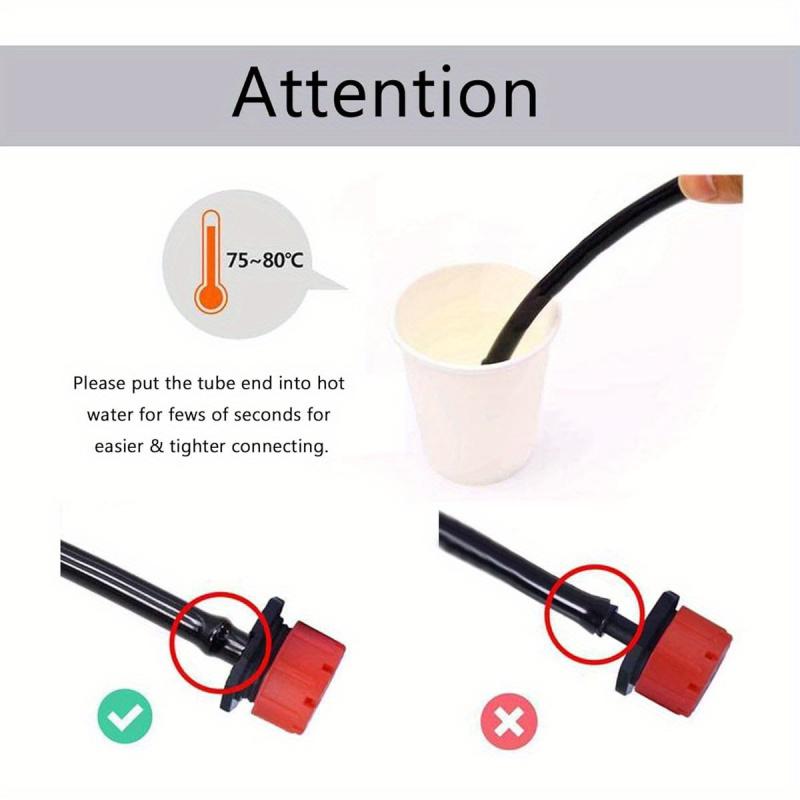 100 peças Kalolary Aspersores Ajustáveis para Irrigação por Gotejamento de 1/4 de Polegada - Emissores Drippers Anti-Entupimento de 4/7mm, Cor Vermelha e Preta Codificada por Cores f
