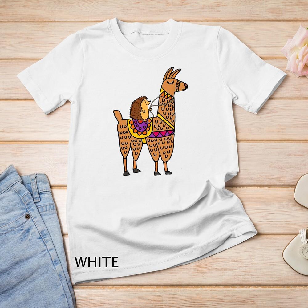 Funny Hedgehog Riding Llama Unisex T-shirt