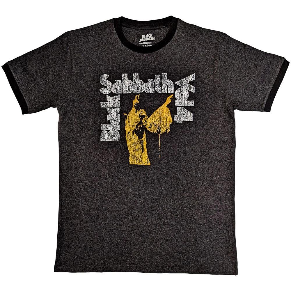 Black Sabbath Ringer T-Shirt: Vol 4 (Charcoal Grey) OFFICIAL NEW