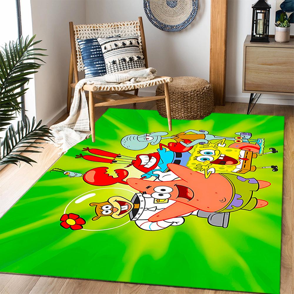 Spongebob Squarepants Adventure Themed Anti-Slip Rugs - Polyester Home Decor, Suitable for Bedrooms, Living Rooms, Doorways, Studios, and Decorations