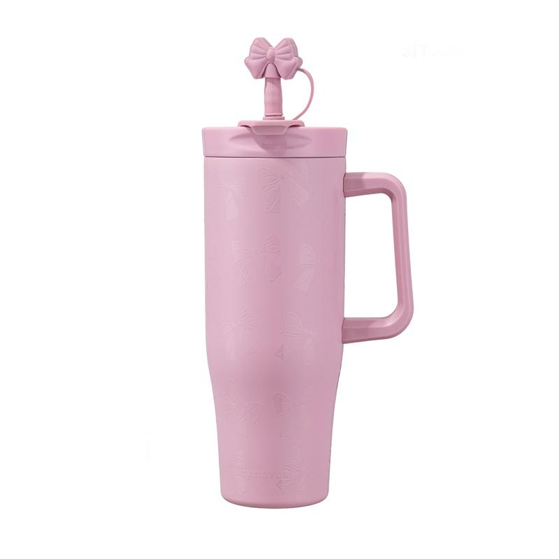 

SITARAYURI 304 Stainless Steel Straw Cup Decal-Art Vacuum Flasks for Hot& Cold Drinks Travel Thermal Car Mug 1200ML Thermos Cup 1200ML розовый