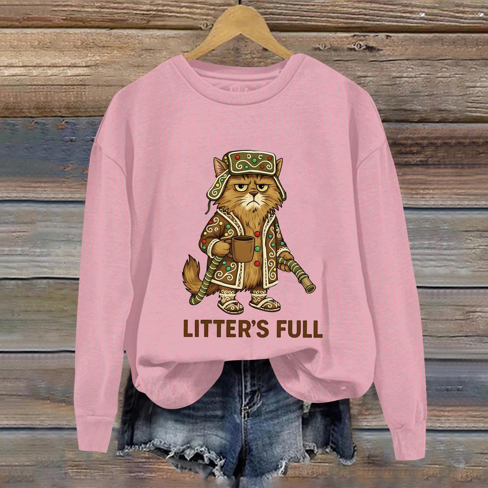 

Women s Fashionable And Fun Printed Round Neck Long Sleeved Casual Pullover Sweatshirts Top XL рожевий