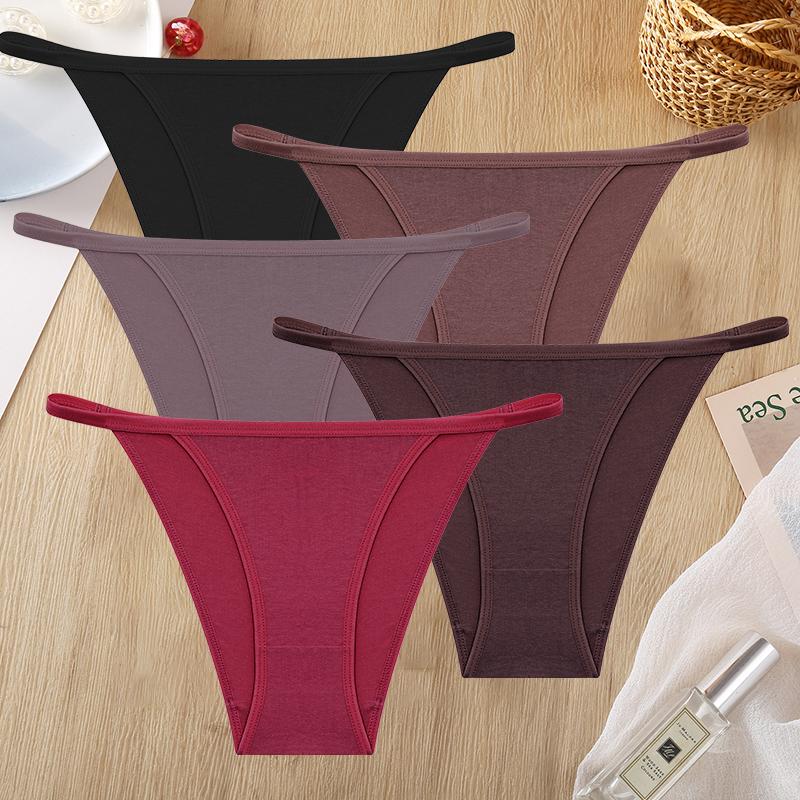 

FINETOO 5 шт./комплект Женские стринги Хлопковая ластовица Трусики с низкой посадкой G-стринги Сексуальные Невидимые Т-образная спинка Трусики Дышащее Бесшовное Нижнее белье S