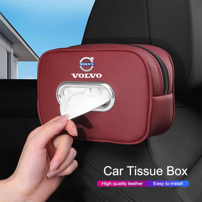 dhprs3 Advanced Leather Car Interior Tissue Box Kleenex Storage Bag Accessories For Volvo XC90 V90 V60 XC60 V40 EC40 EX40 S80 S60 S90