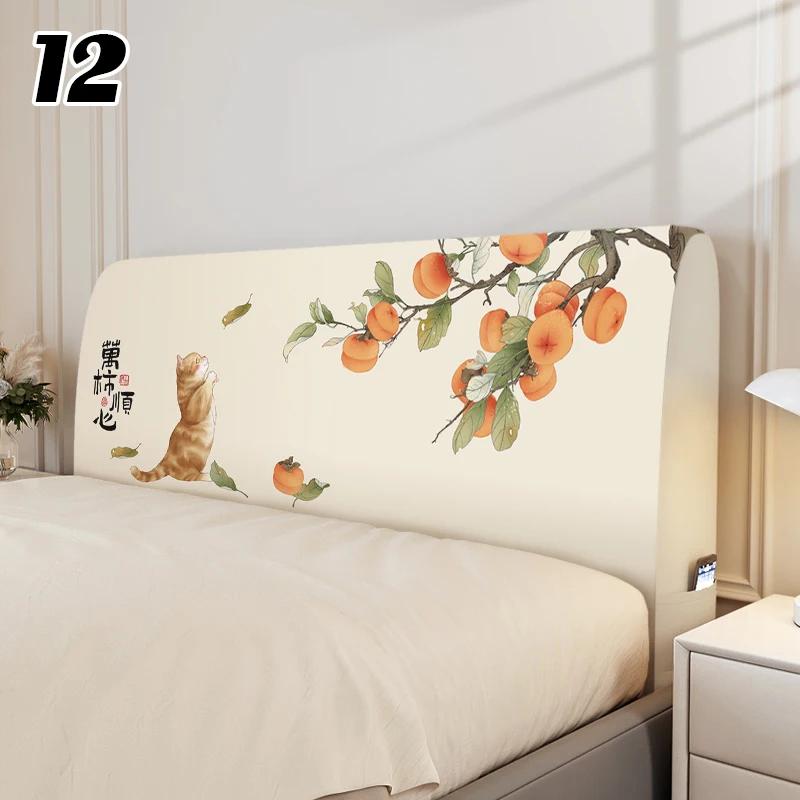 Chinese Style Elastic Bedhead Cover All-Inclusive Dust-proof Soft Headboard Protector Backrest Cover Universal Bed Head Covers