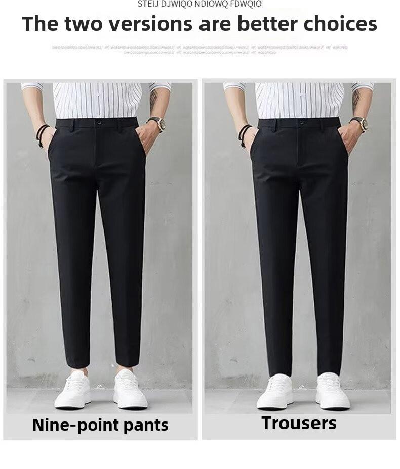 Men's Slim Korean-Style Nine-Point Trendy Trousers - Spring/Summer Casual Thin Long Pants